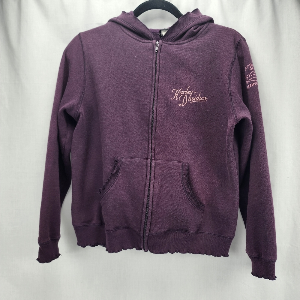 Harley-Davidson Lettuce Trimmed Zip Up Hoodie Purple Size M